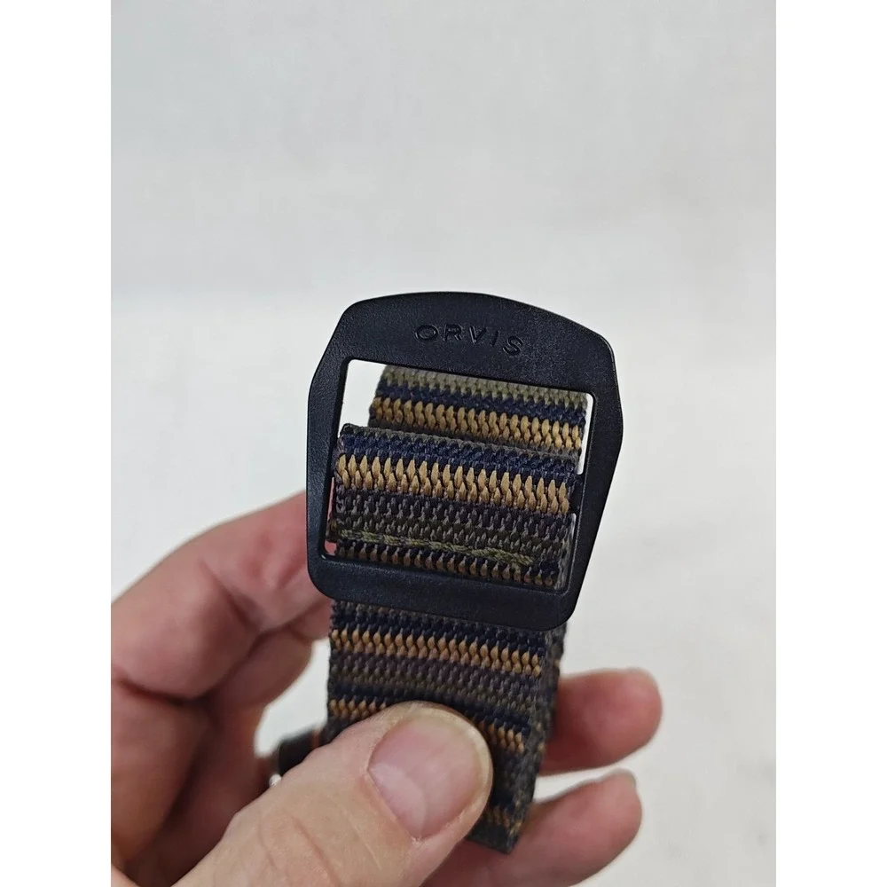 Orvis Woven Slip Through Belt Size 34 Striped Brown Striped‎ Adjustable